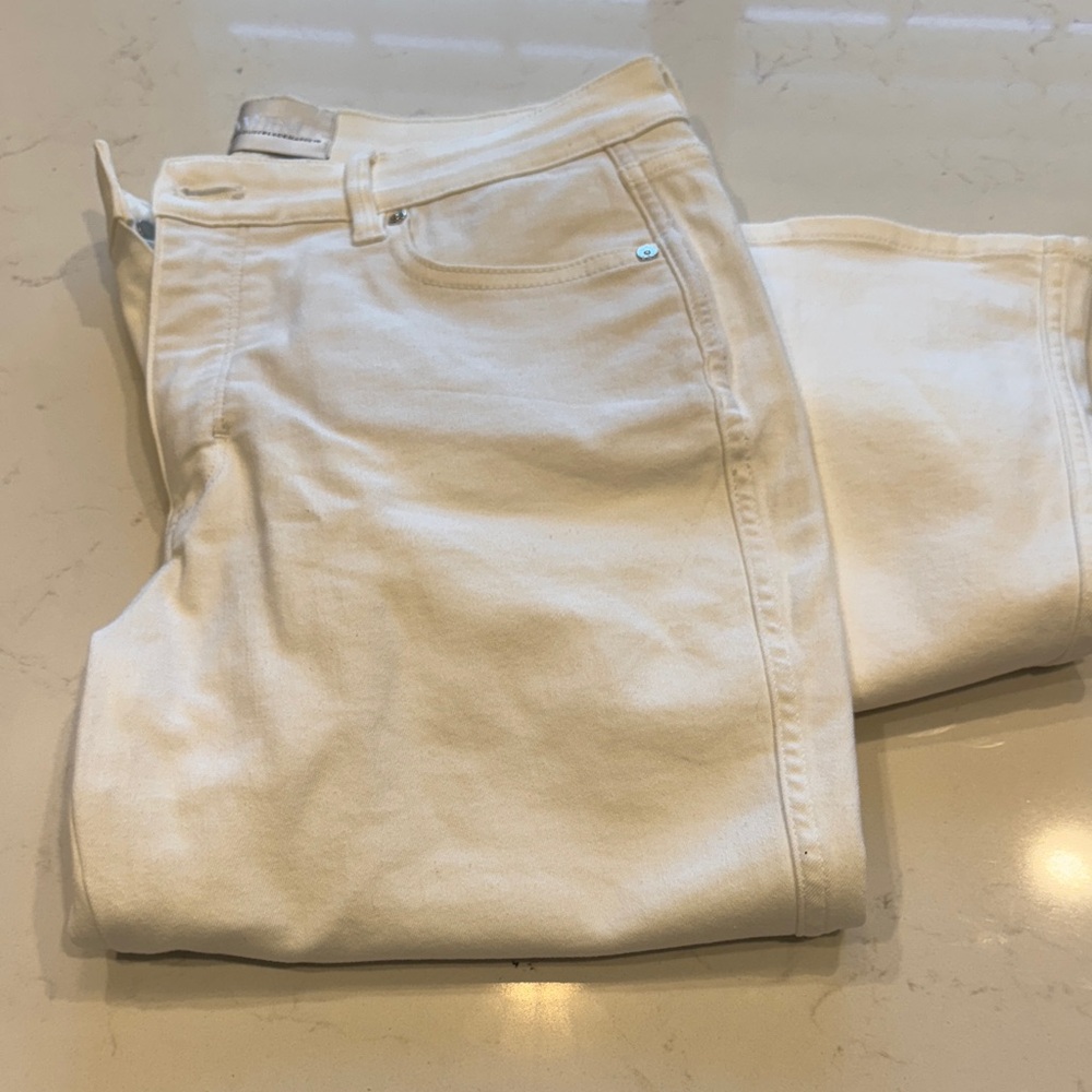 WHBM White High Rise Flare Jeans